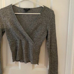 Cropped Long-Sleeve Knit Shirt